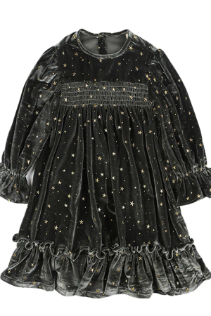 Velvet Girls Printing Winter Dress