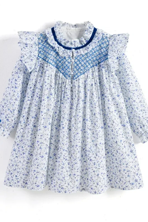 Flower Hand Smocked Children Clothing Smock Dress