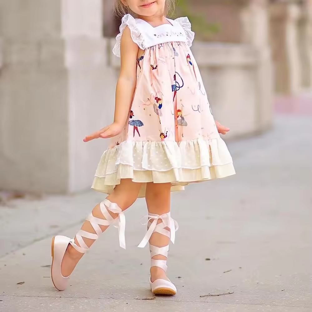 Lovely Layer Flutter Sleeves With Lace Kids Dresses