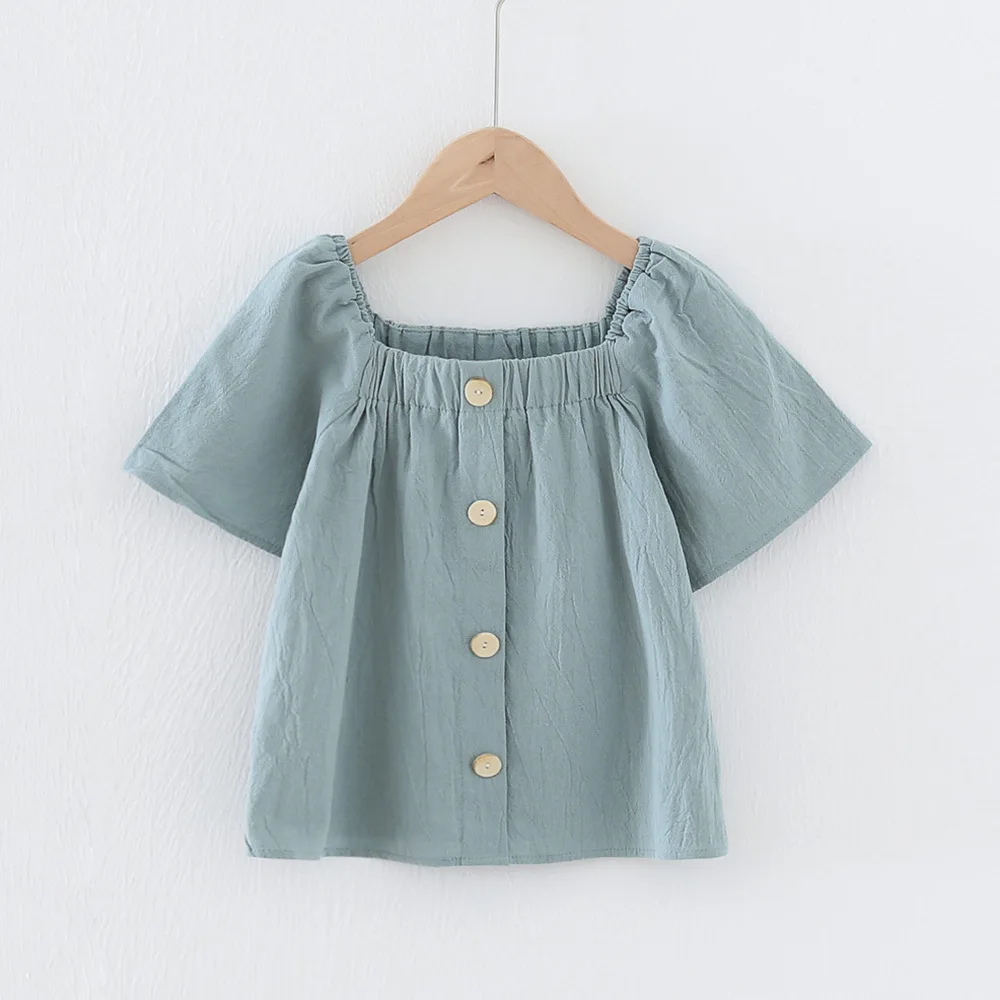 Comfortable Fashionable Girl T-Shirts With Square Collar