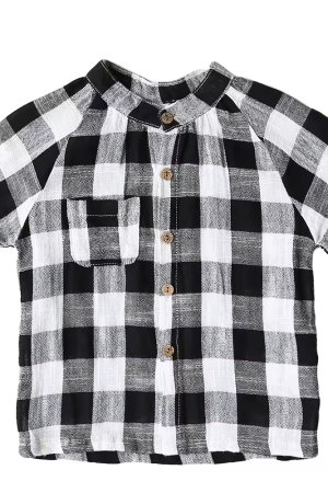Short Sleeves Casual Shirts Cotton Linen Clothes Plaid Shirt