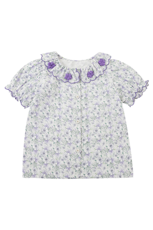 Children Shirt Button Lace Girls Shirt 100% Cotton