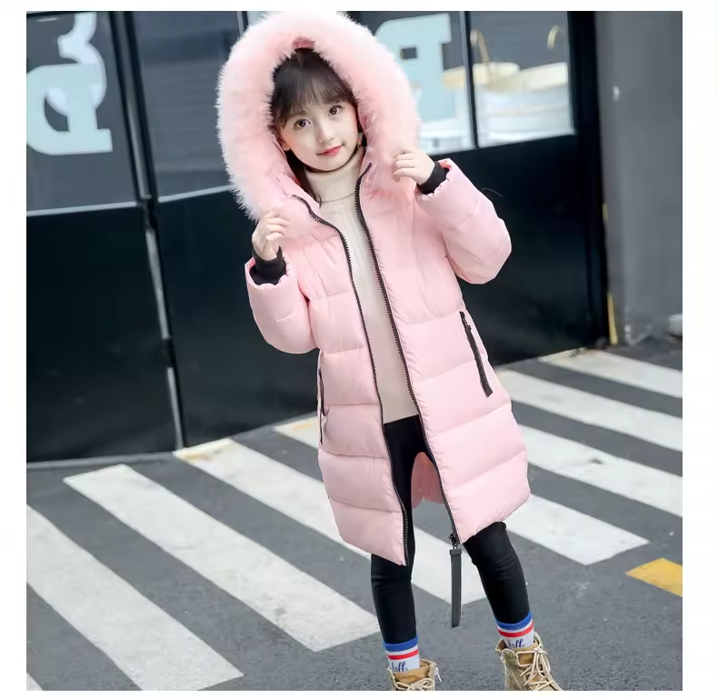 Pure Color Cotton Blended With Thick Cotton Kid Coat