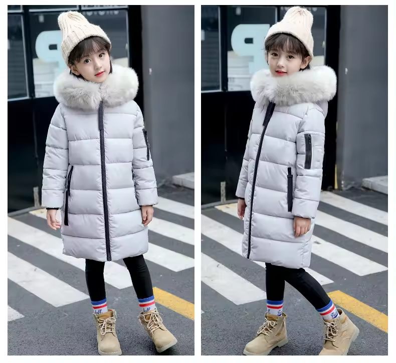 Pure Color Cotton Blended With Thick Cotton Kid Coat - Image 4