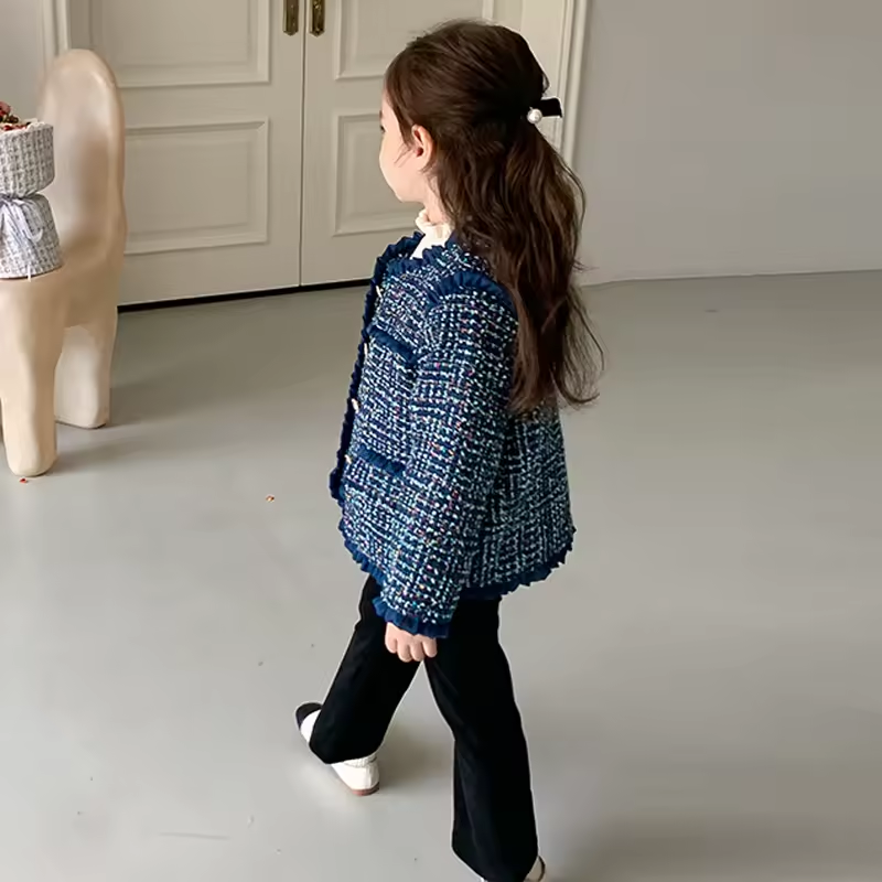 Warm Winter Lovely blue Long Sleeve Jacket Outerwear - Image 4