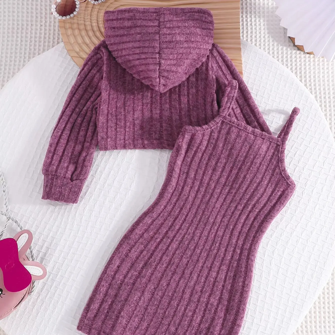 Fashion Sweet Purple long sleeved top sling dress skirts - Image 3