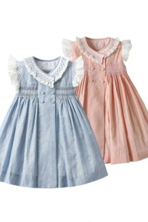Ruffle Sleeve Embroidery Hand Made Children Dress