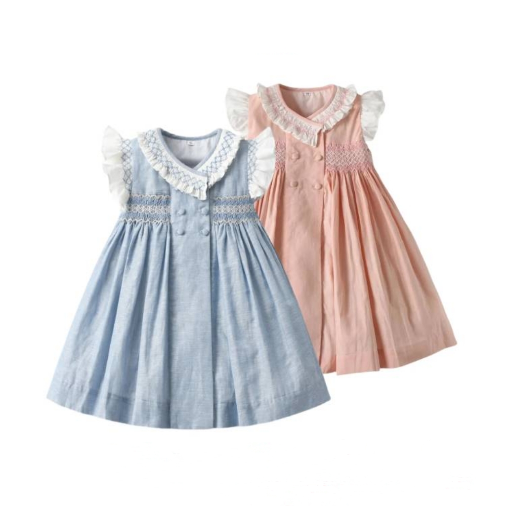 Ruffle Sleeve Embroidery Hand Made Children Dress