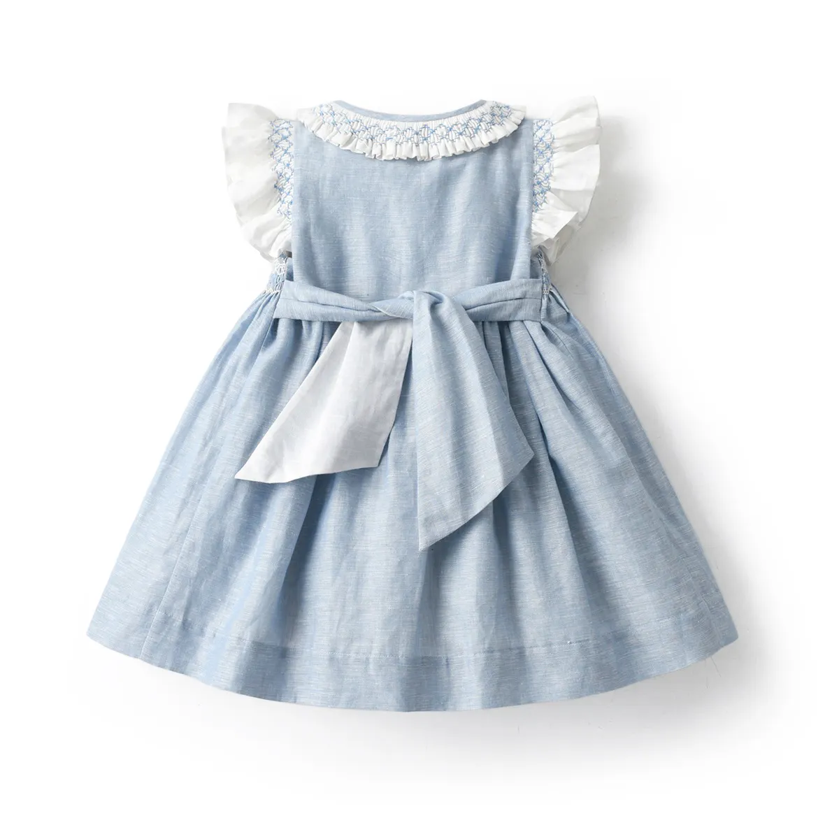 Ruffle Sleeve Embroidery Hand Made Children Dress - Image 3