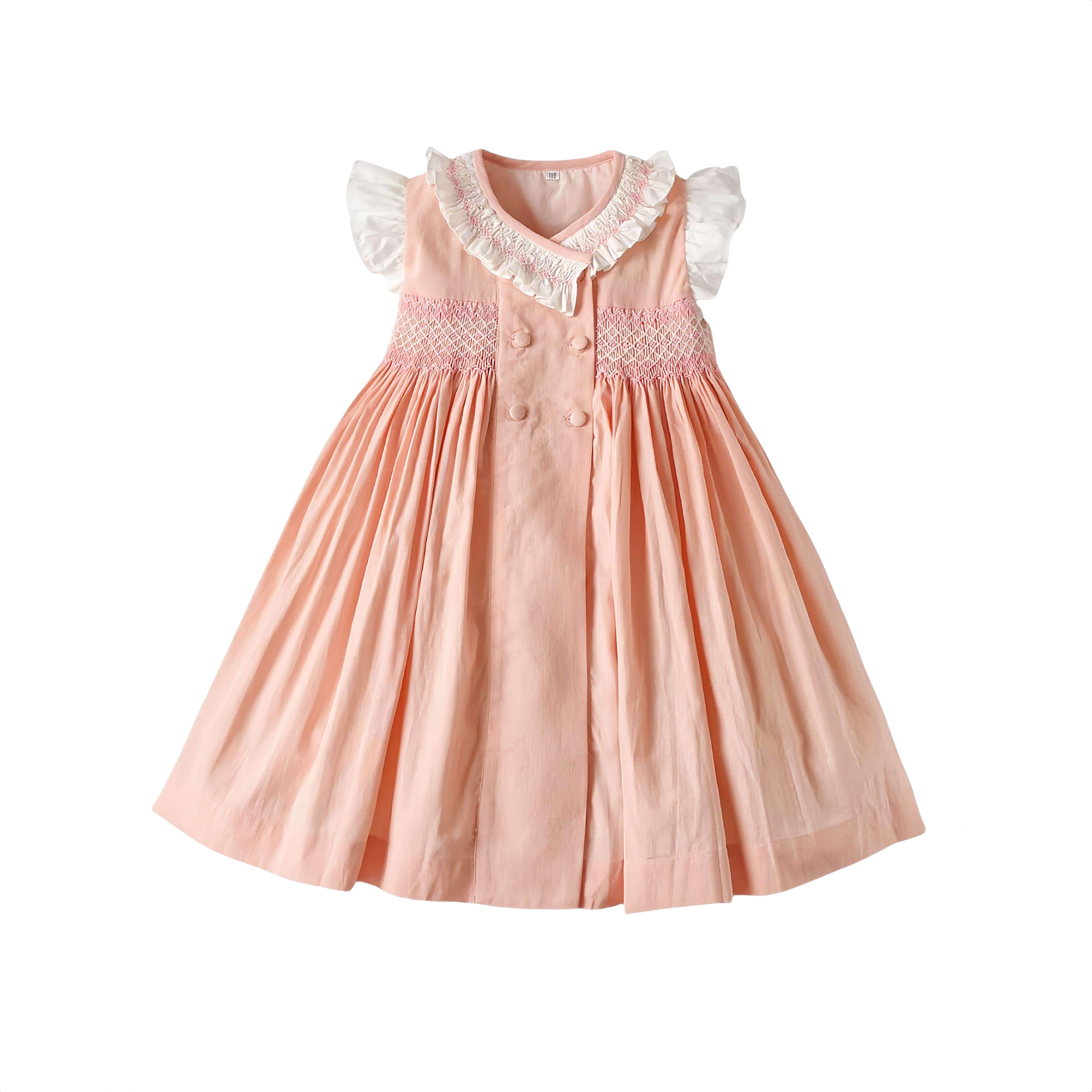 Ruffle Sleeve Embroidery Hand Made Children Dress - Image 4