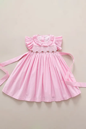 Pink Cotton Liner Kids Dresses Girls