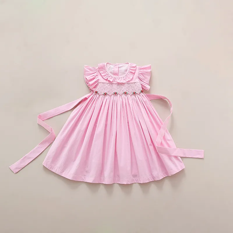 Pink Cotton Liner Kids Dresses Girls