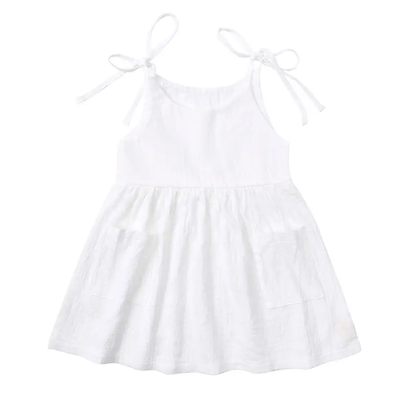 Solid color Baby Sling Linen Cotton Girls' Dresses - Image 2