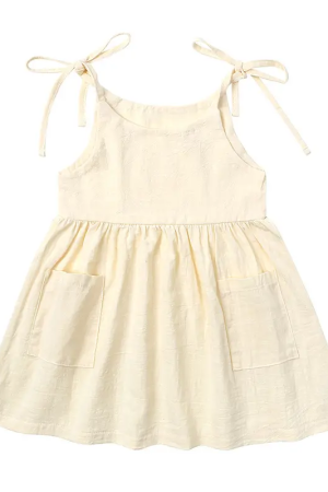 Solid color Baby Sling Linen Cotton Girls' Dresses