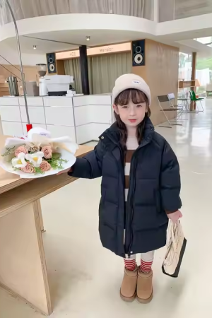 White goose down long fashion girl winter clothing