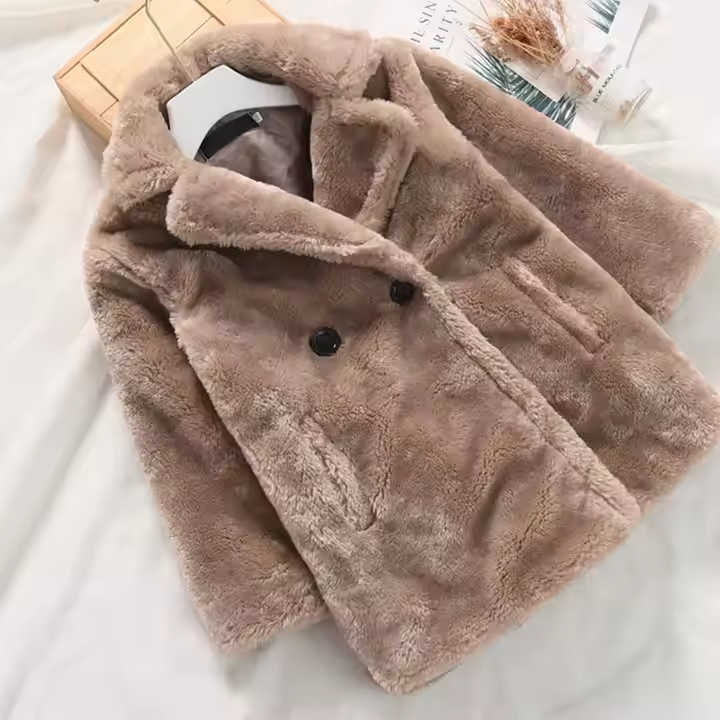 Children Pretty Faux Lamb Fur Warm Wool Teddy Coats - Image 2