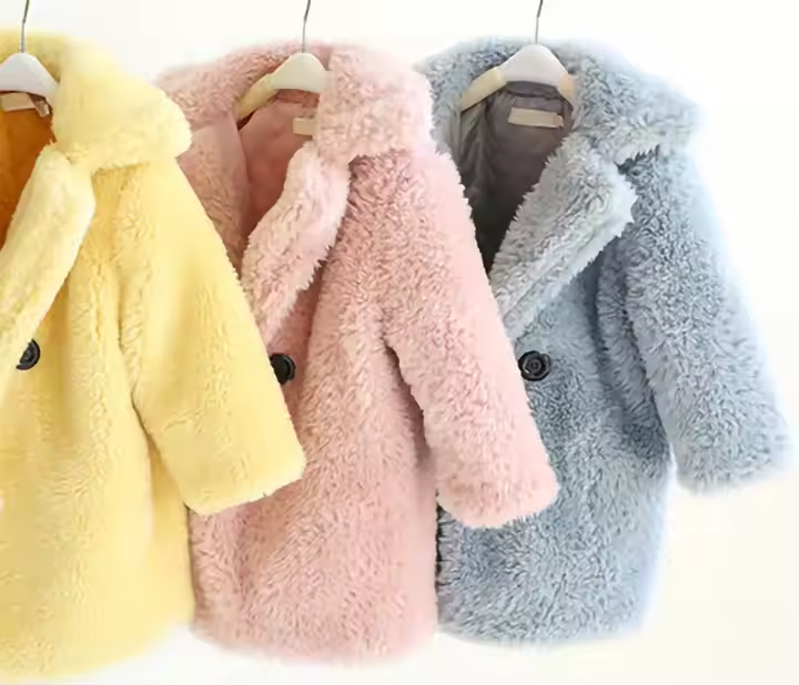 Children Pretty Faux Lamb Fur Warm Wool Teddy Coats - Image 3